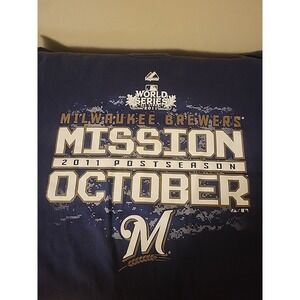 Milwaukee Brewers 2011 Playoffs Mens Size Large Blue T-Shirt